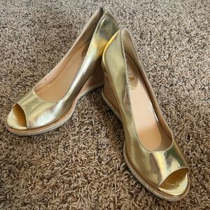 Cole Haan Gold Wedge Shoes with Metallic Finish